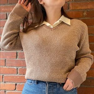 Beige marled ribbed sweater